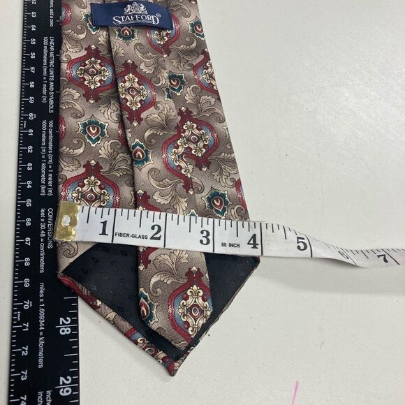 STAFFORD Tie, 100% Imported Silk, Gray, Green, Burgundy, Blue - Picture 5 of 11